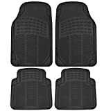 BDK Heavy Duty 4pc Front & Rear Rubber Floor Mats for Car SUV Van & Truck - All Weather Protection Universal Fit