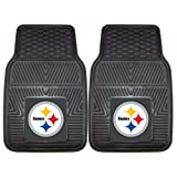 FANMATS 8752 Pittsburgh Steelers 2-Piece Heavy Duty Vinyl Car Mat Set, Front Row Floor Mats, All Weather Protection, Universal Fit, Deep Resevoir Design