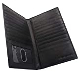 AG Wallets Genuine Leather Mens Long ID 19 Credit Card Security Wallet Black (RFID_Black)