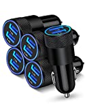 [5pcs] Car Charger Adapter, AILKIN USB Multi Port Cigarette Lighter Fast Charging Power Block Plug for iPhone Pro 12 Max XR, Samsung Galaxy S21 Ultra S8, Lg, Moto, 3.4A Dual Cargador Carro for Car