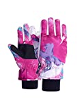 Century Star Kids Snow Gloves Warm Waterproof Gloves for Girls Boys Winter Gloves for Kids Ski Gloves Waterproof Pink 8-14 Years