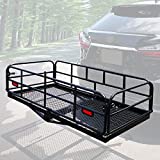 OKLEAD 400 Lbs Heavy Duty Hitch Mount Cargo Carrier 60' x 24' x 14.4' Folding Cargo Rack Rear Luggage Basket Fits 2' Receiver for Car SUV Camping Traveling
