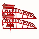 2 Pack Hydraulic Car Ramps 10000lbs 5T 11000lbs Low Profile Car Lift Service Ramps Truck Trailer Garage,Height Hydraulic Vehicle Ramps (Red)