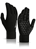 TRENDOUX Winter Gloves, Knit Touch Screen Glove Men Women Texting Smartphone Driving - Anti-Slip - Elastic Cuff - Thermal Soft Upgraded Lining - Hands Warm in Cold Weather - Black - M