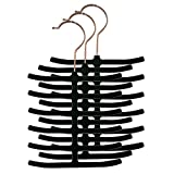 Home Basics 3-Pack Velvet Tie Hanger, Black