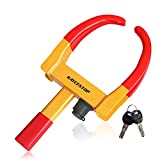 Wheel Clamp Lock Universal Security Tire Lock Anti Theft Lock Fit Most Vehicles, Max 10' Tire Width And 7.5' Reach, For Trailers Suv Boats Atv'S Motorcycles Golf Cart Great Deterrent Bright Yellow/Red