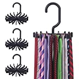 4 Pack Tie Rack Hanger Holder Hooks Organizer for Mens, 360 Degree Rotating Tie Racks, Black