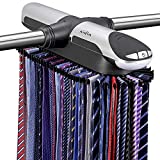 Aniva Motorized Tie Rack Best Closet Organizer with LED Lights, Includes J Hooks for Wired Shelving Stores Up to 72 Ties with 8 Belts, Rotation Operates with Batteries