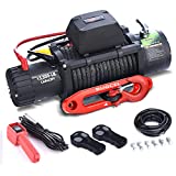 RUGCEL 13500LB Winch Waterproof IP68 Electric Winch with Hawse Fairlead,Steel Wire Rope, 2 Wired Handle and 2 Wireless Remote (13500 lb Winch)