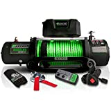 STEGODON New 9500 lb. Load Capacity Electric Winch S2,12V Waterproof IP67 Electric Winch with Hawse Fairlead, Synthetic Rope Winch with Wireless Handheld Remote and Wired Handle