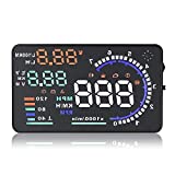 Nvidiag HUD A8 Heads Up Display Windshield Projector for Car with OBDII EUOBD, 5.5 inch Universal Digital Speedometer with Fuel Consumption Overspeed Alarm RPM Alarm MPH/KMH, Black (N/A-HUD-002)