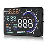 Arestech 5.5 inches A8 OBD2 Windshield HUD Head Up Display with Display RPM MPH Speeding Warning Fuel Consumption Temperature