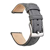 Ritche 20mm Sailcloth Watch Strap, Quick Release Sailcloth Watch Band Padding Design Watch Bands for Men Women