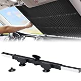 Retractable Windshield Sun Shade for Car, Large Sun Visor Protector Blocks 99% UV Rays to Keep Your Vehicle Cool, Auto Sunshade Fits Front Window of Various Models with Suction Cups 2021 New