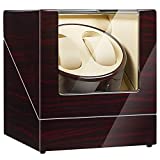 JQUEEN Double Watch Winder with Quiet Japanese Mabuchi Motor (A-Ebony)