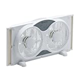 Comfort Zone CZ310R 3-Speed 3-Function Expandable Reversible Twin Window Fan with Remote Control, Removable Cover