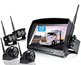 ZEROXCLUB Wireless Backup Camera System with 9 Inch DVR Monitor Support 4 Channel w/Recording, HD 1080P Digital Wireless Rear Side View Reverse Camera Kit for RV Truck Trailer Camper-BW904