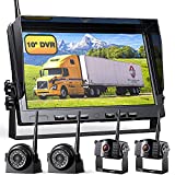 10' Wireless Backup Camera w/ 1080P Built-in Recorder FHD Monitor, Front Rear Side View Reversing Camera + Extra Stable Signal IP69 Monitor System for Truck RV Trailer Motorhome Camper, Xroose CW104