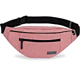 Large Pink Fanny Pack with 4-Zipper Pockets Water-Resistant Adjustable Straps Waist Pack Bag for Women Girl,Gifts for Enjoy Festival Sports Workout Traveling Running Casual Hands-Free Wallets