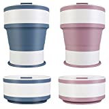 JOYRSES silicone collapsible coffee cups, travel camping cups, cup cover sealed, 18 oz, folded only 2in, heat and cold resistant (blue+purple)
