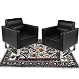 LUCKYERMORE Set of 2 Office Guest Chairs Sofa Leather Barrel Club Chairs Heavy Duty and Great Support Cushion Armchair for Waiting Room Guest Reception,Black