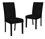 New Classic Furniture Celeste Black Velvet Upholstered Dining Side Accent Chair, Set of 2