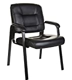 Amazon Basics Classic Faux Leather Office Desk Guest Chair with Metal Frame - Black