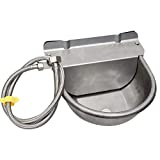 YOUMU Stainless Steel Automatic Dog Waterer Bowl with Float Valve and 1M Hose(one end 3/4''), Livestock Waterer for Dog Goat Cattle (with Drainage Hole)