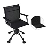 TIDEWE Hunting Chair with Seat Cover, 360 Degree Silent Swivel Blind Folding Chair, 4 Legs Adjustable Height Hunting Seats with Armrest, Portable Comfortable Stable Ground Hunting Chair