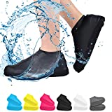 Waterproof Shoe Covers, Non-Slip Water Resistant Overshoes Silicone Rubber Rain Shoe Cover Protectors for Kids, Men, Women(Large, black)