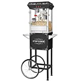 Great Northern Popcorn Black 8 oz. Ounce Foundation Vintage Style Popcorn Machine and Cart