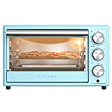 Galanz Large 6-Slice True Convection Toaster Oven, 8-in-1 Combo Bake, Toast, Roast, Broil, 12” Pizza, Dehydrator with Keep Warm Setting, Includes Baking Pan and Rack, Retro Blue