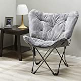Mainstay Butterfly Chair in Grey Faux Fur Finish