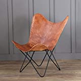 Leather Jackson Leather Living Room Chairs Handmade Tan Leather Arm Chair Leather Home Decor Vintage Leather Butterfly Chair Brown (Butterfly Chair Cover with Stand)