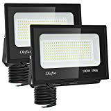 Olafus 2 Pack 100W LED Flood Light Outdoor, 11000lm Outside Floodlights IP66, Waterproof Exterior Security Lights, 5000K Daylight White Super Bright Lighting for Playground Yard Stadium Lawn Ball